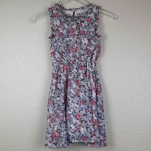 Kidpik Flowy Ruffle Trim Sleeveless Floral Dress